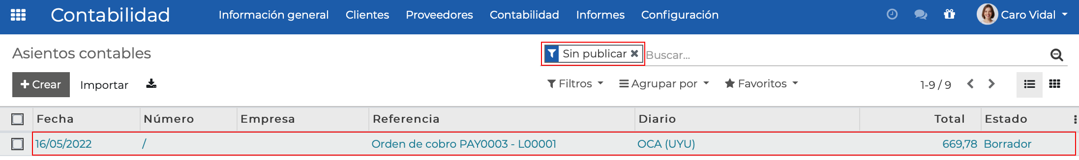 Imagen 16: Filtrado de resultados 