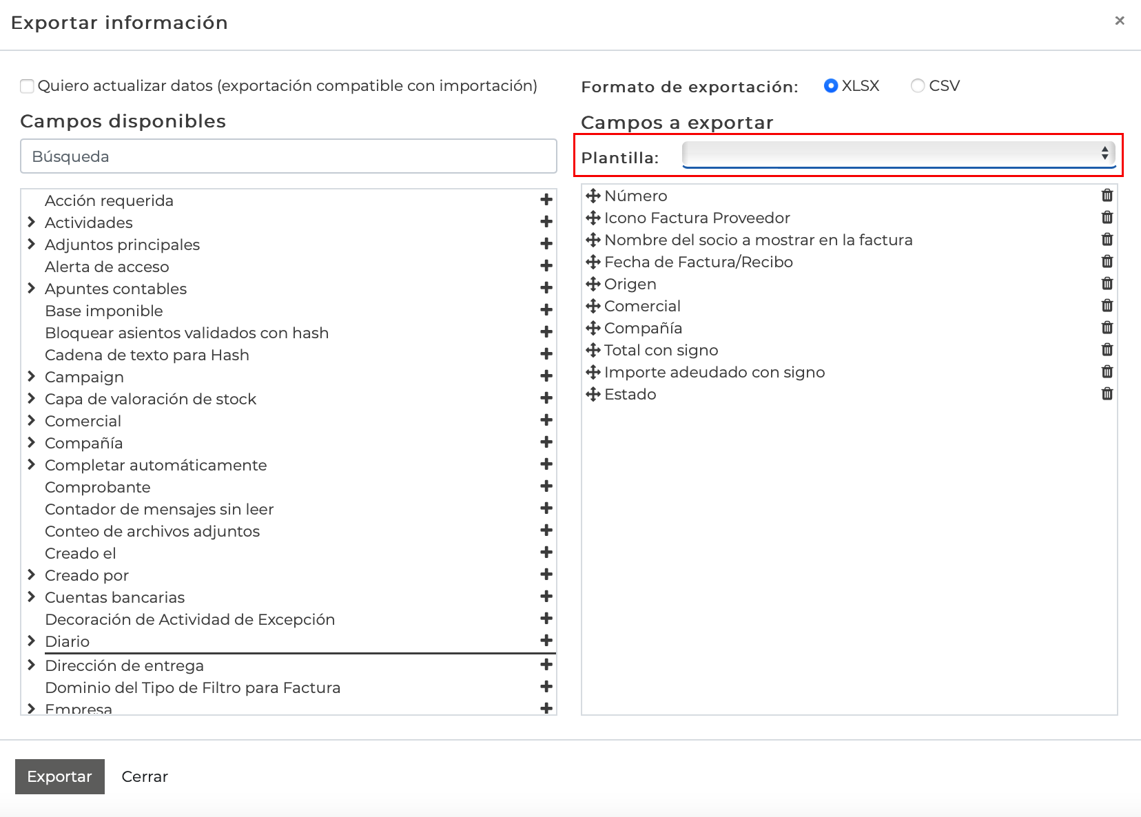 Imagen 5: Exportar información