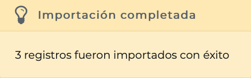 Imagen 13: Mensaje de éxito al importar el fichero