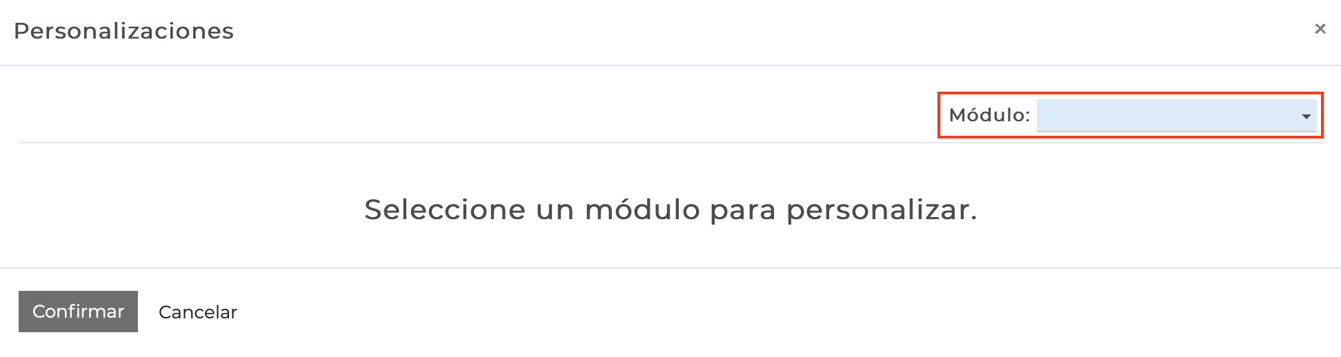 Imagen 2: Seleccionar un módulo para personalizar Imagen 2: Seleccionar un módulo para personalizar